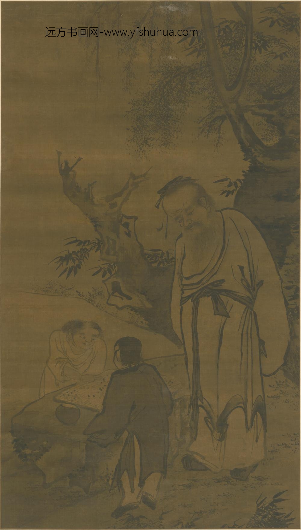 明-郑文林观棋图轴