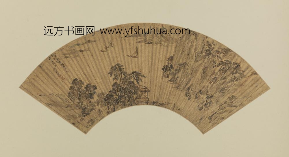 明-钱从古山水扇