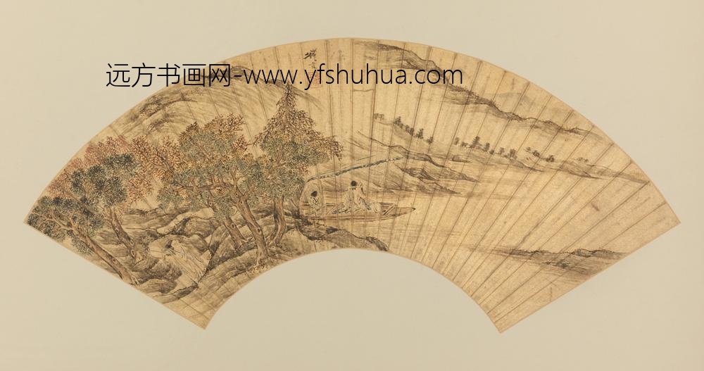 明-钱贡山水人物扇