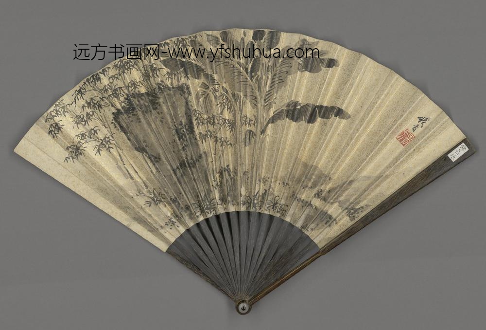 明-钱贡画蕉竹颙琰书诗成扇