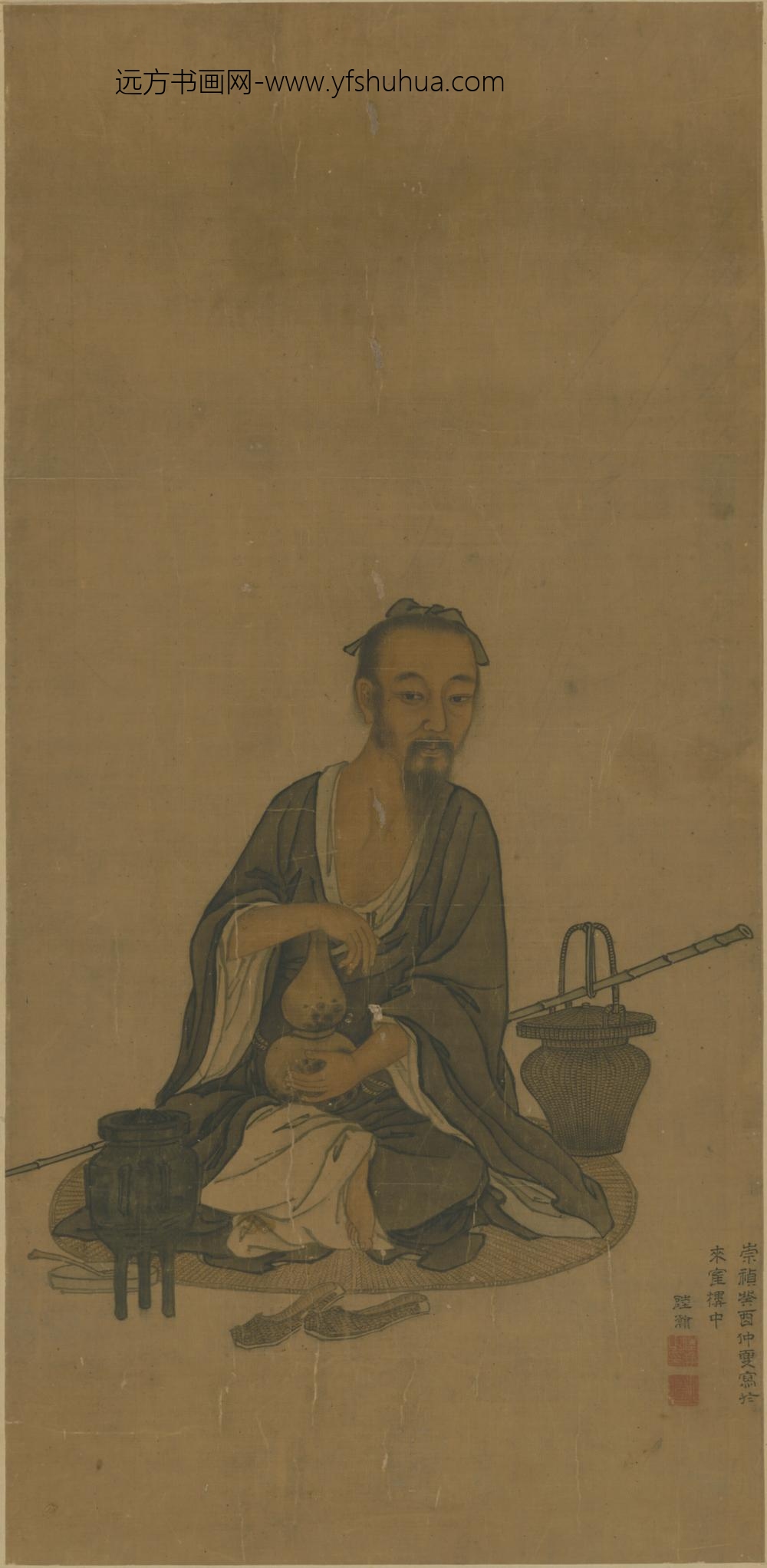 明-陆瀚炼丹图轴