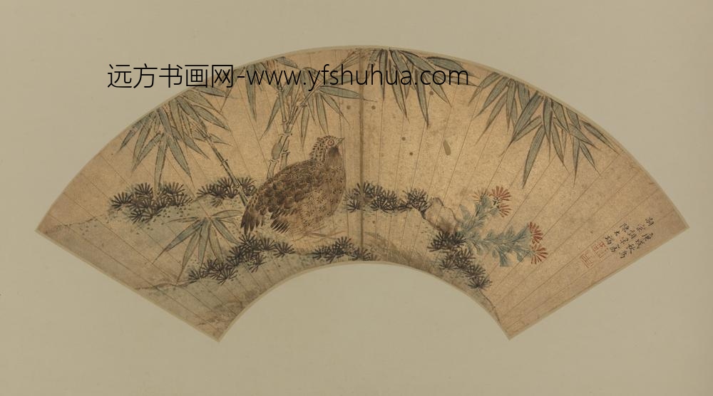 明-陈大端竹报平安扇页