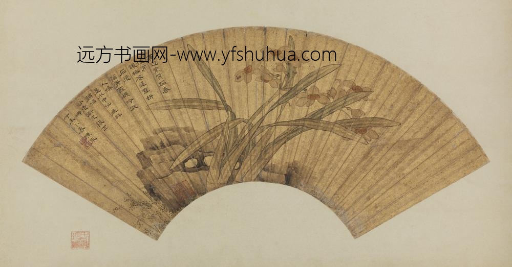 明-陈来仙石扇页