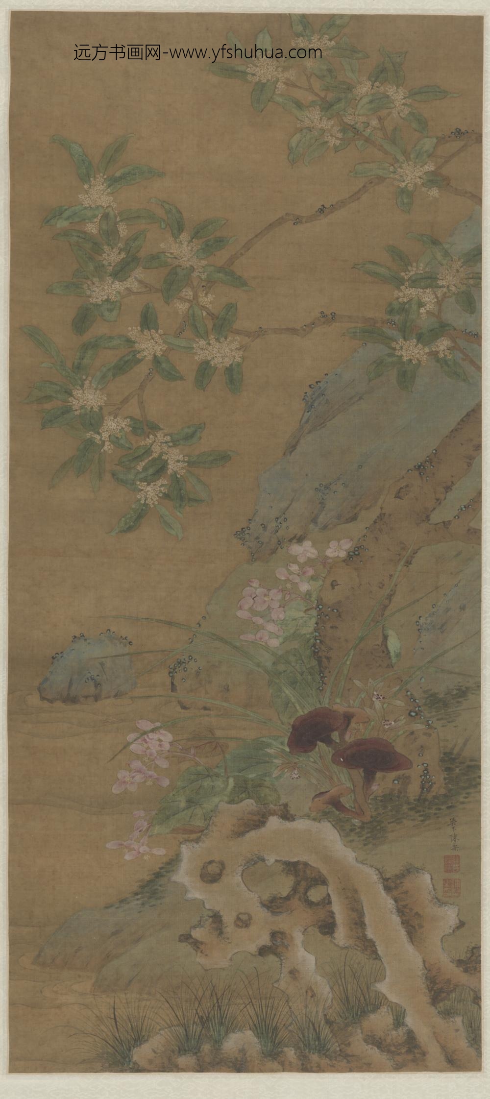 明-陈粲桂石兰芝图轴