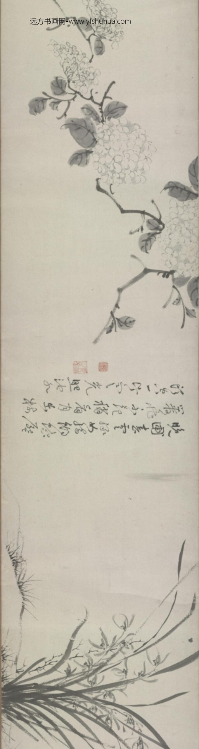 明-陈芹竹兰菊石图卷_