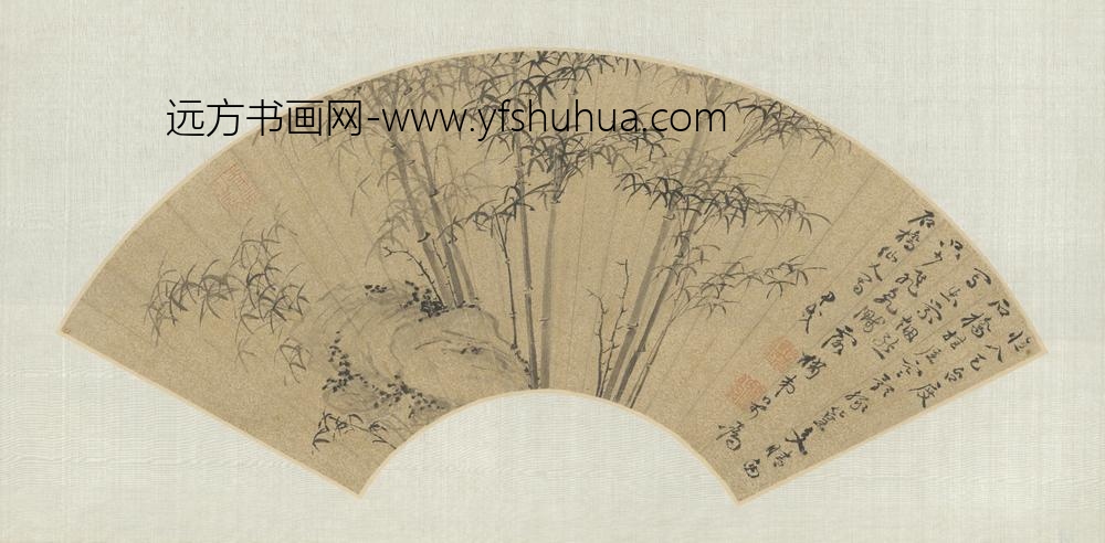 明-陈芹竹石扇页
