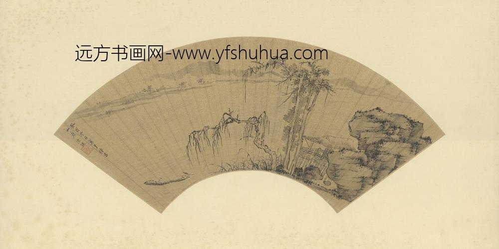 明-陈裸山水扇页