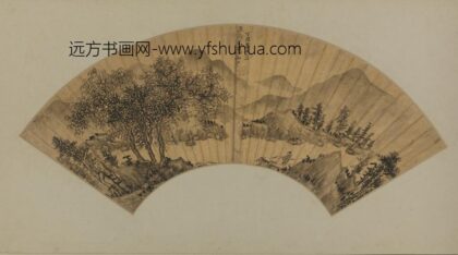 明 靳嗣成山水图扇页.jpg