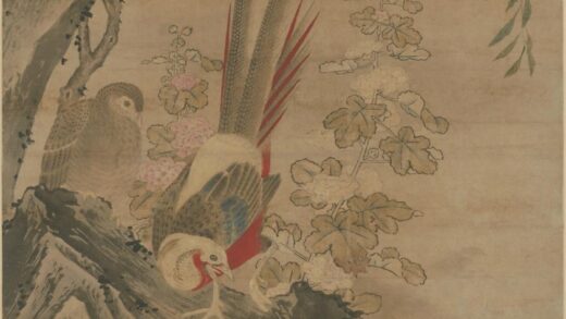 明 韩东阳锦鸡山茶轴.jpg