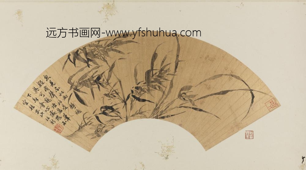 明-项德新墨笔竹兰扇