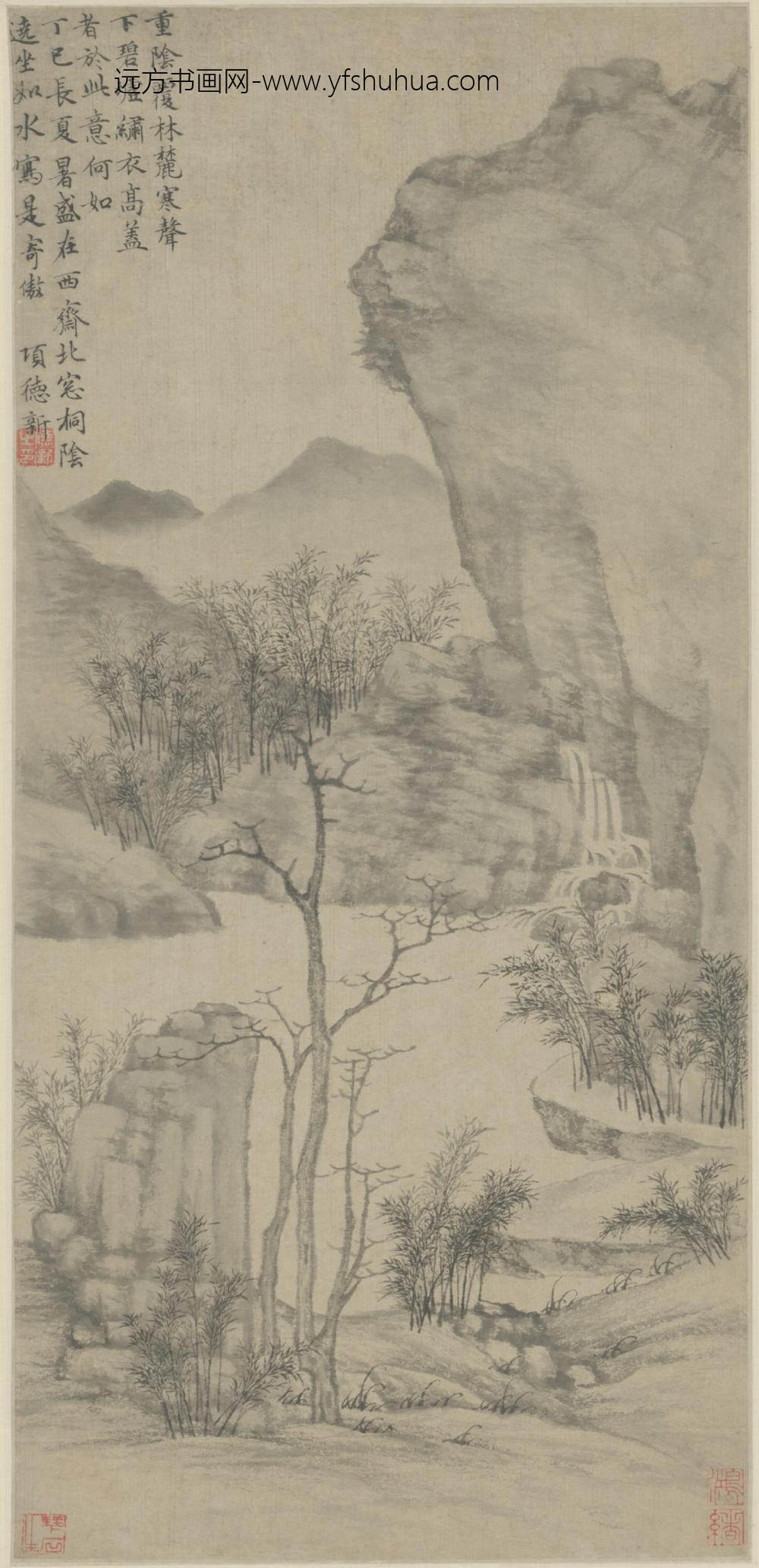 明-项德新桐阴寄傲图轴