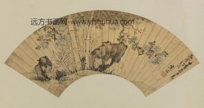 明 高阳花卉竹石扇页.jpg