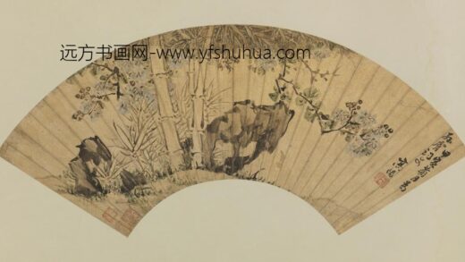 明 高阳花卉竹石扇页.jpg