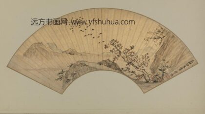 明 魏学濂秋林鸦阵扇页.jpg