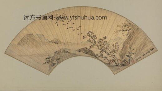 明 魏学濂秋林鸦阵扇页.jpg