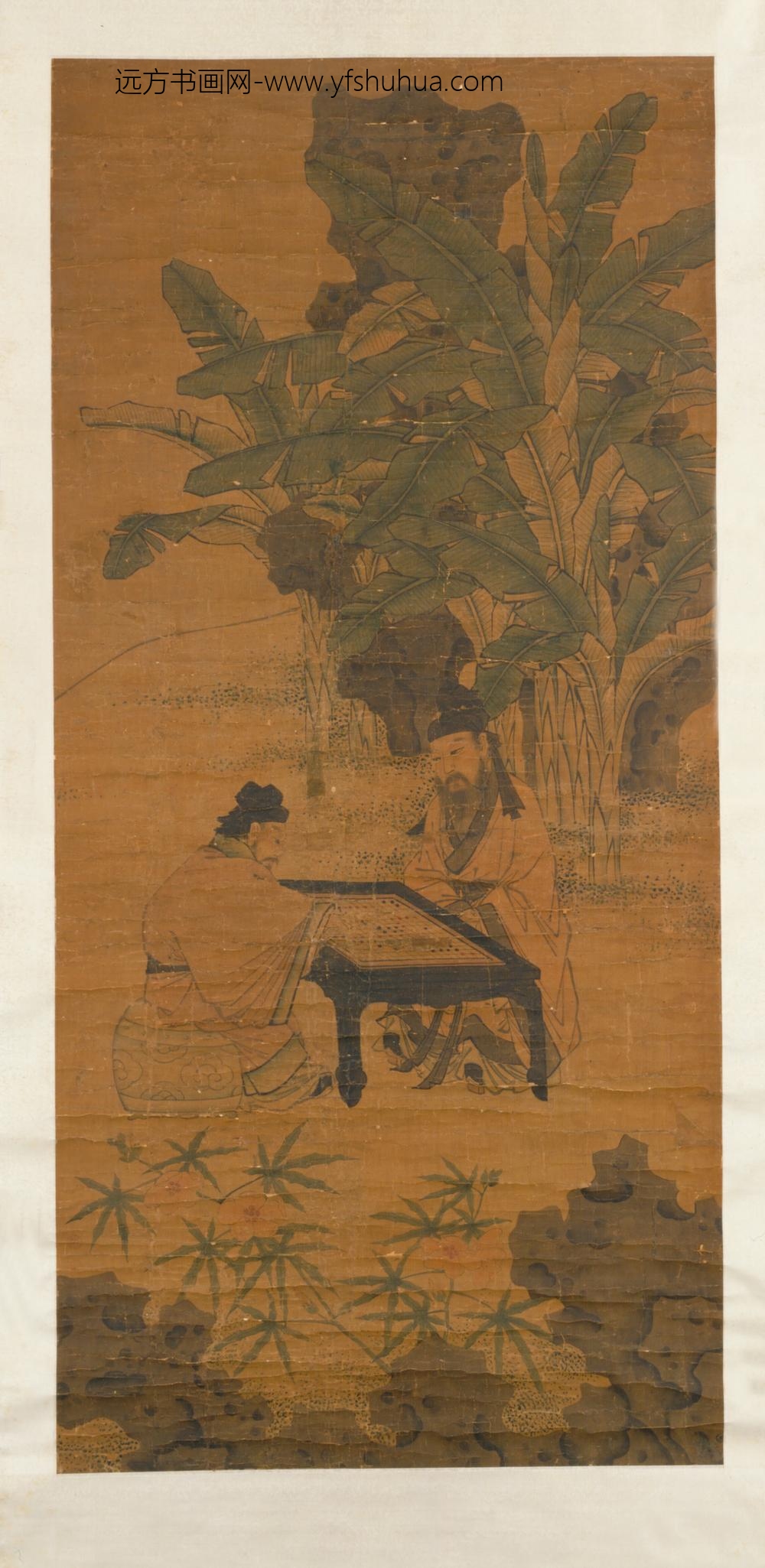 -明人蕉荫奕棋图轴