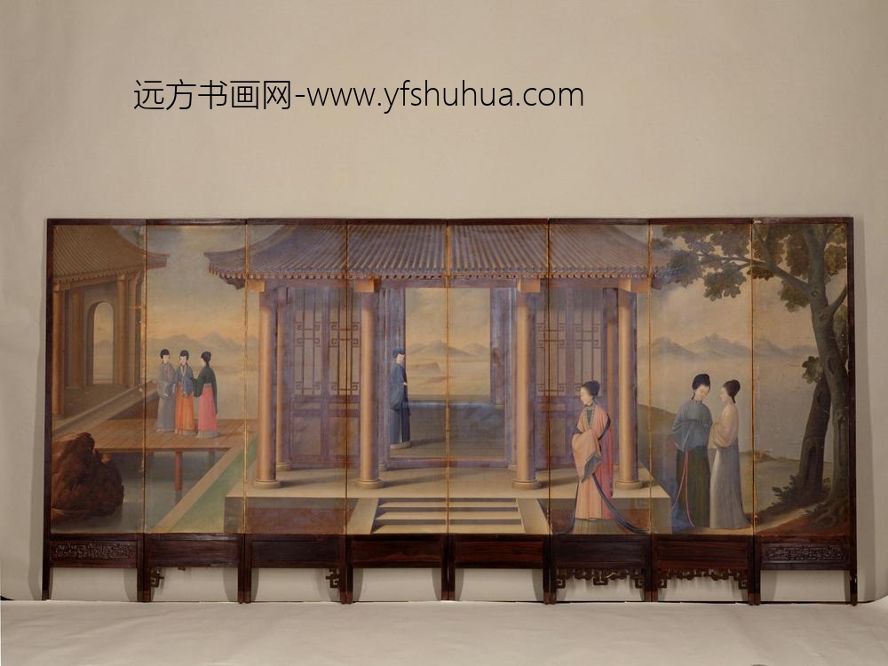 桐荫仕女图屏