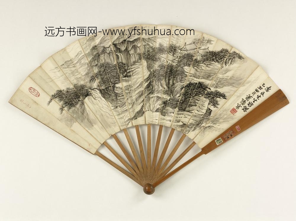 民国无款刺绣花鸟成扇-