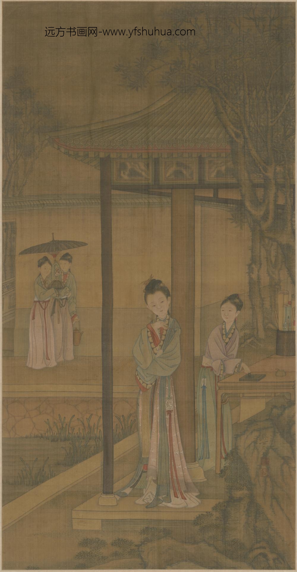 清-冷铨仕女图轴