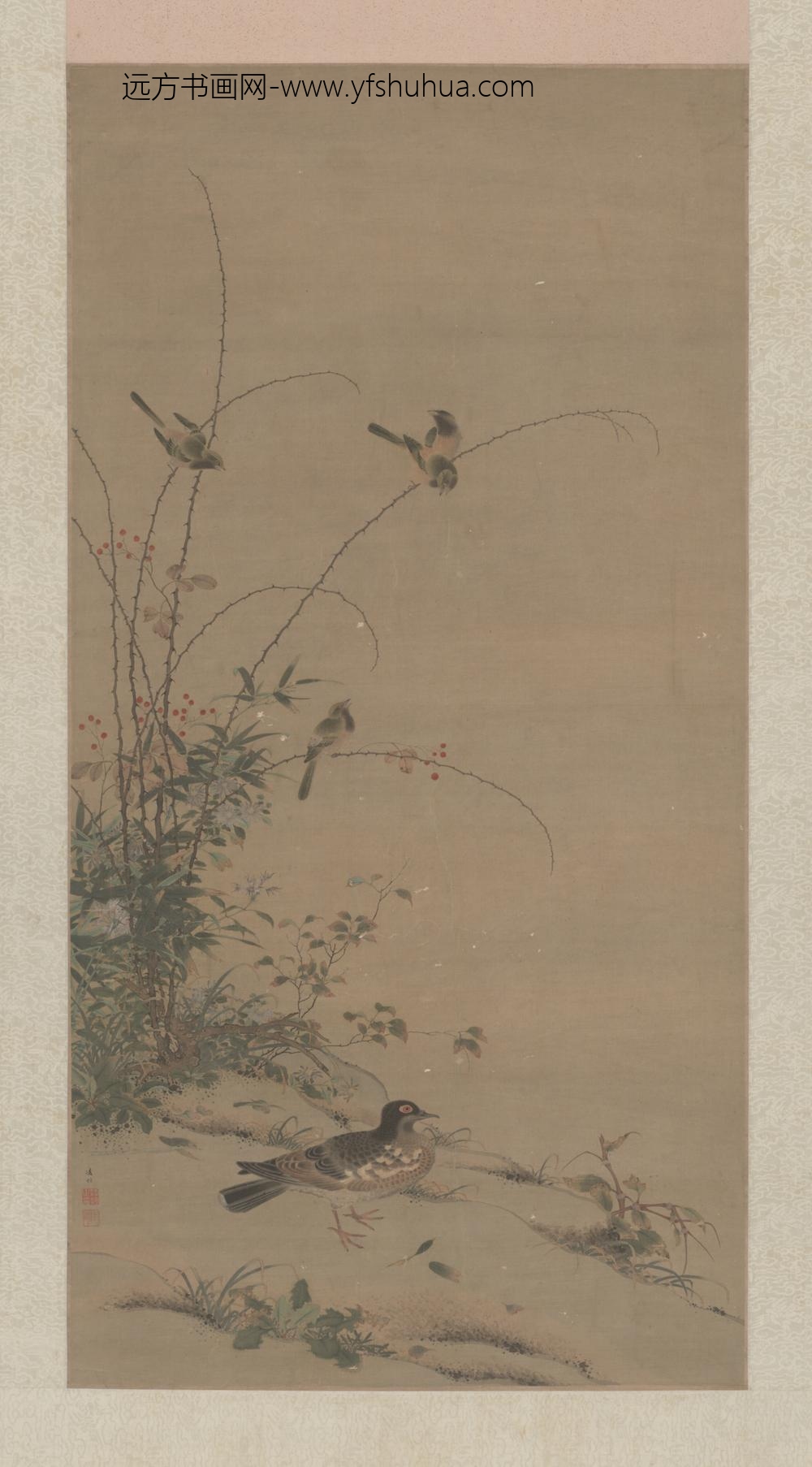 清-凌恒花鸟图轴
