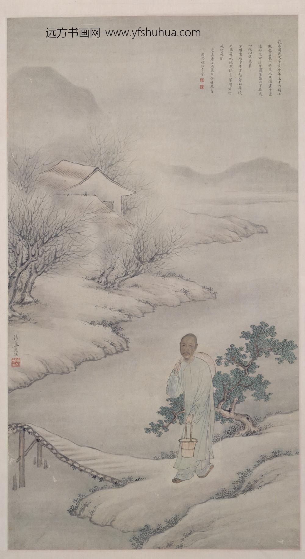 清-华冠画余世苓菽水像图轴