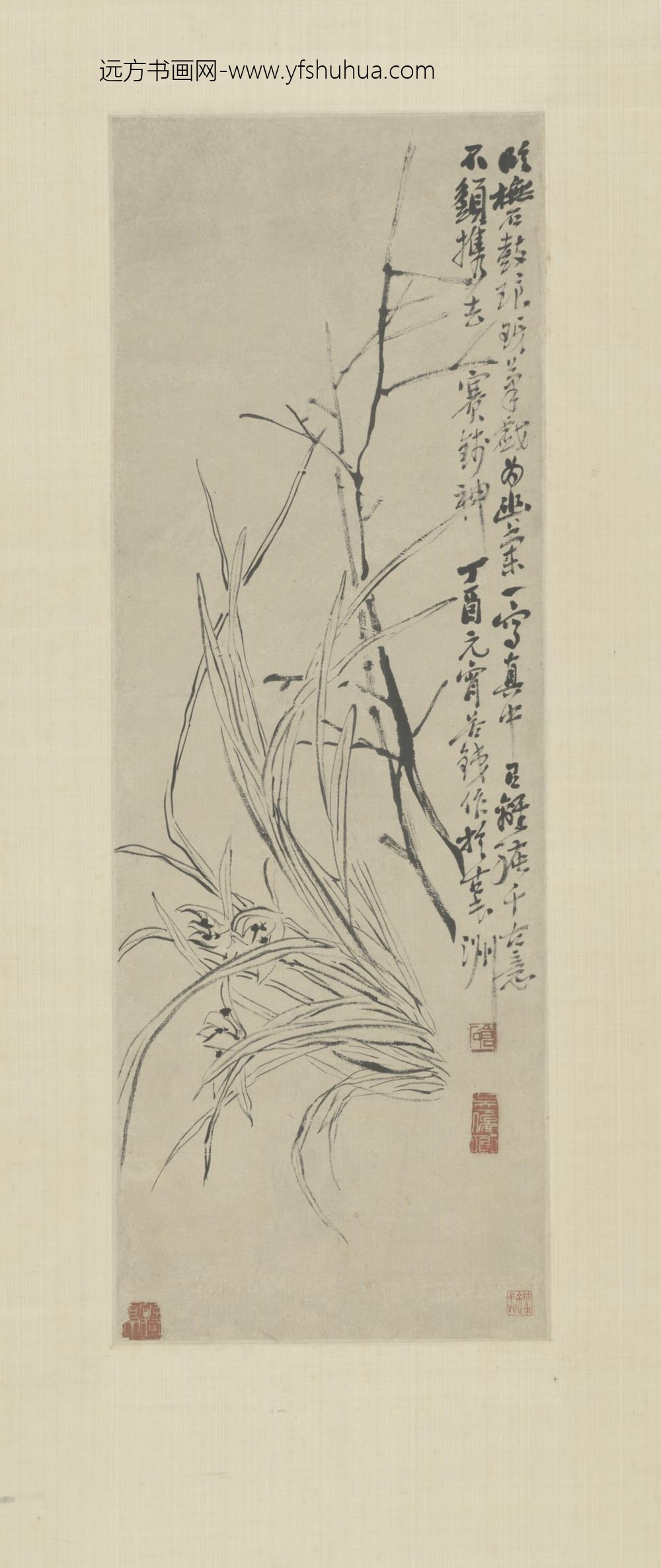 清-吴俊卿兰花轴