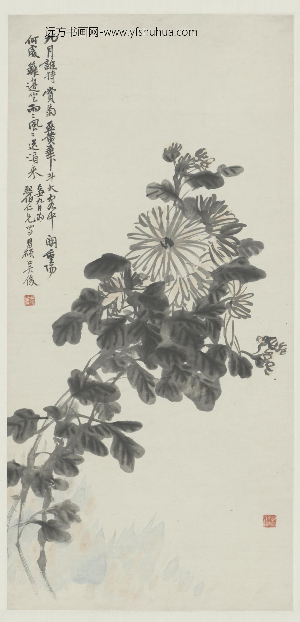 清-吴俊卿菊花轴