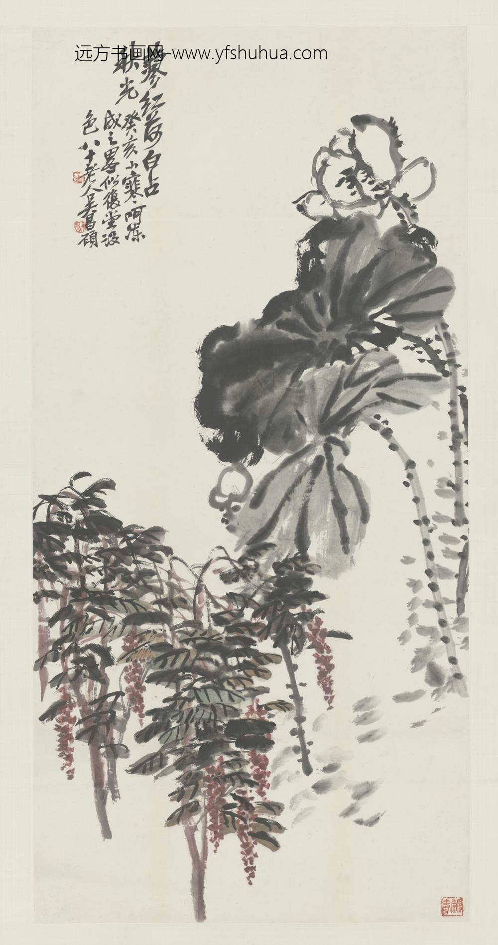 清-吴俊卿蓼红荷白图轴