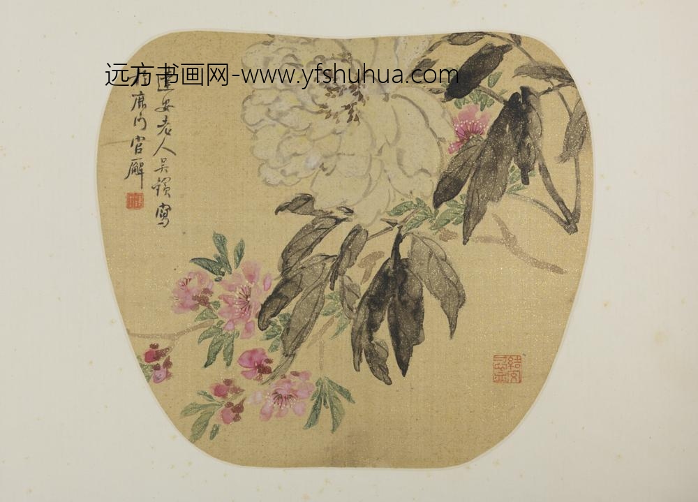 清-吴镔花卉纨扇页