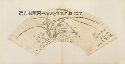 清 张升福兰花扇.jpg