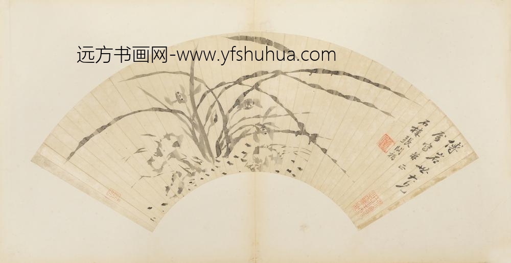 清-张升福兰花扇