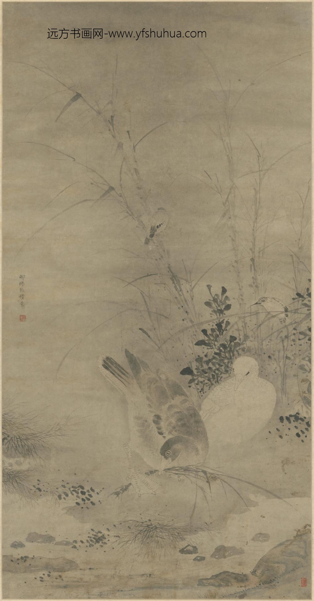 清-张积素芦鸭轴