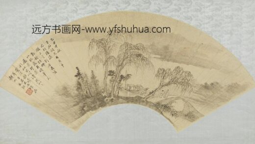 清 张维断桥疏柳扇.jpg