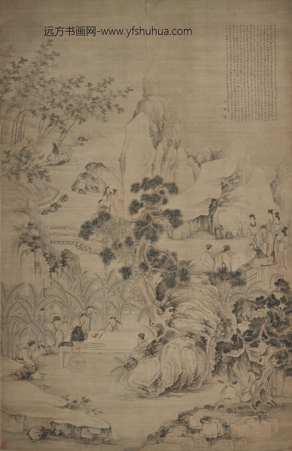 清-张翎西园雅集图轴