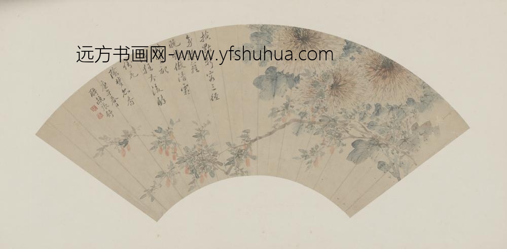 清-张舒秋花扇