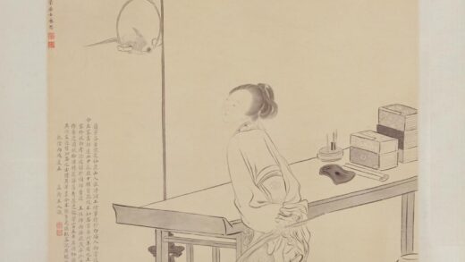 清 徐兰调鹦仕女图轴.jpg