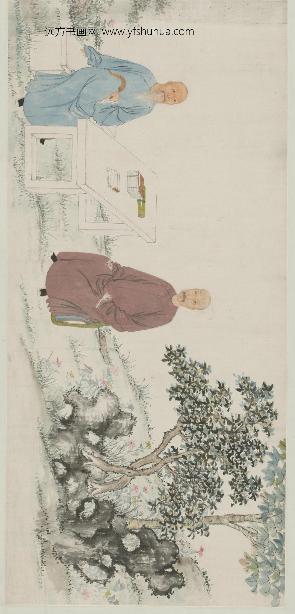 清-徐梁画朱为弼何道生西园雅集图像卷_