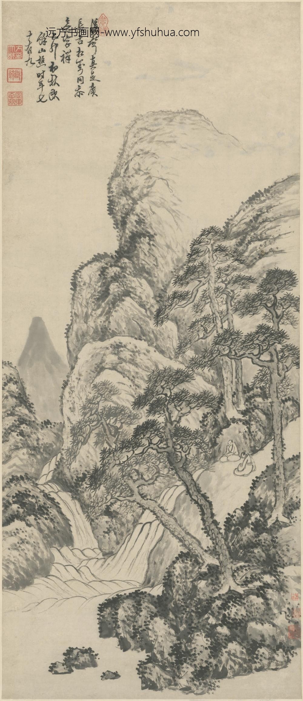 清-方大猷松壑听泉图轴