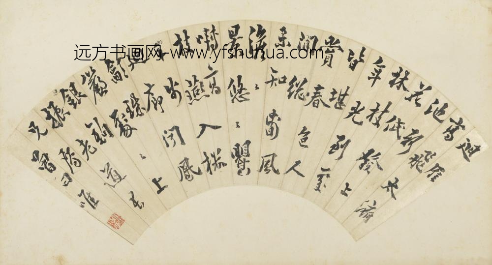 清-曾日唯行书七律诗扇面