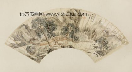 清 朱昂之仿郭河阳山水扇面.jpg