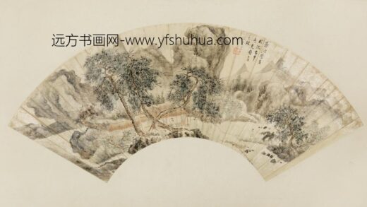清 朱昂之仿郭河阳山水扇面.jpg