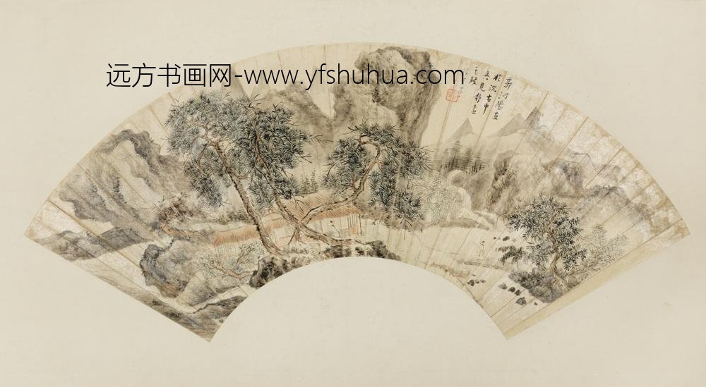 清-朱昂之仿郭河阳山水扇面