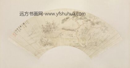 清 朱本梅花书屋图扇页.jpg