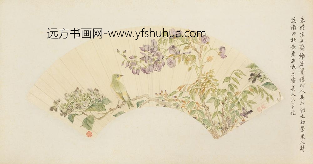 清-朱琏花鸟图扇页