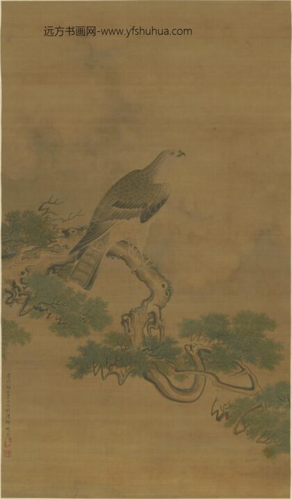 清 李山松鹰图轴.jpg