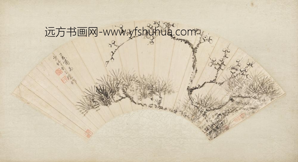 清-李秉绶松梅扇页