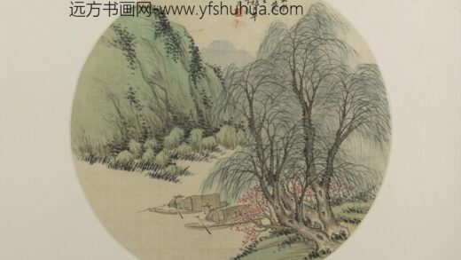 清 杨柳谷春钩艇图纨扇页.jpg