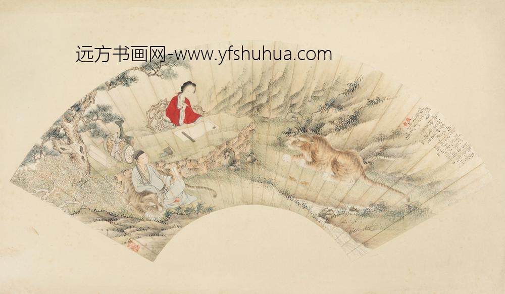 清-汪圻人物扇页