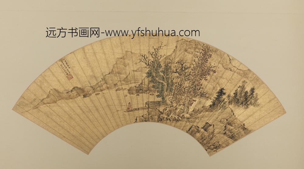 清-沈允振秋溪钓艇图扇