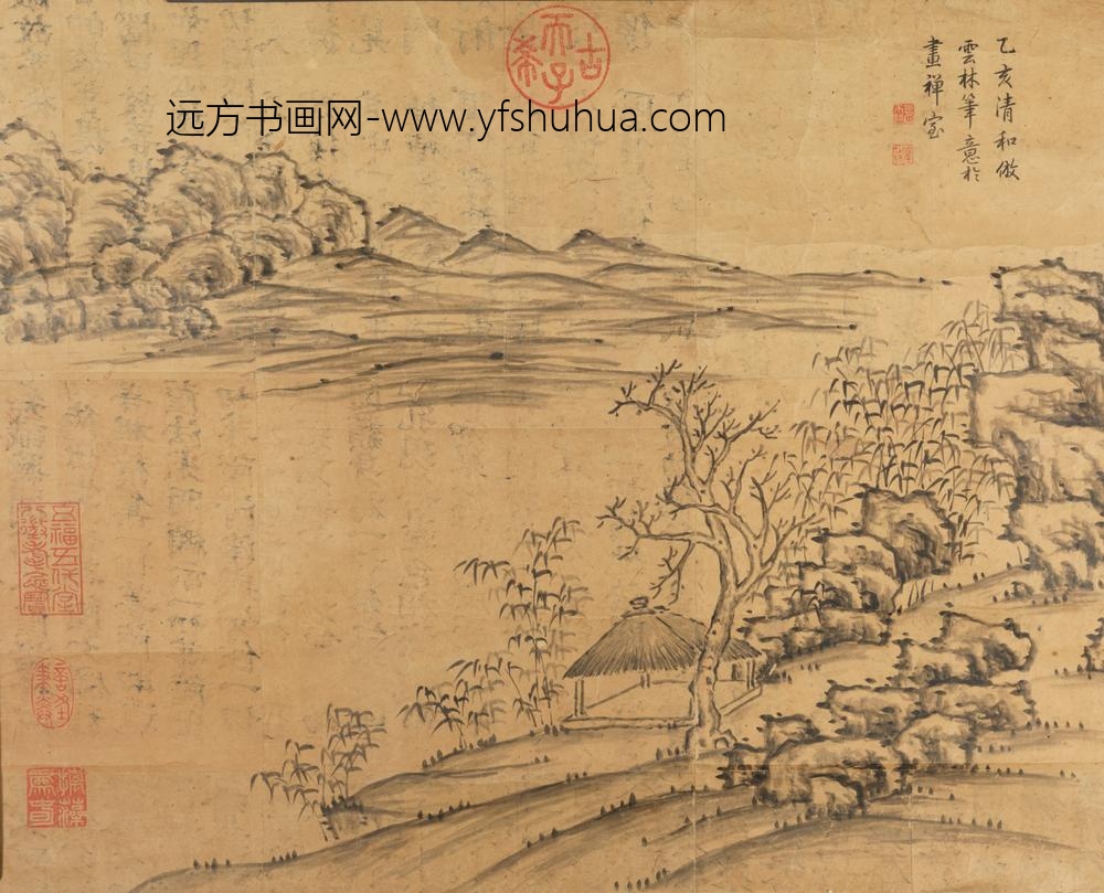 清-沈利青石墨树贴落